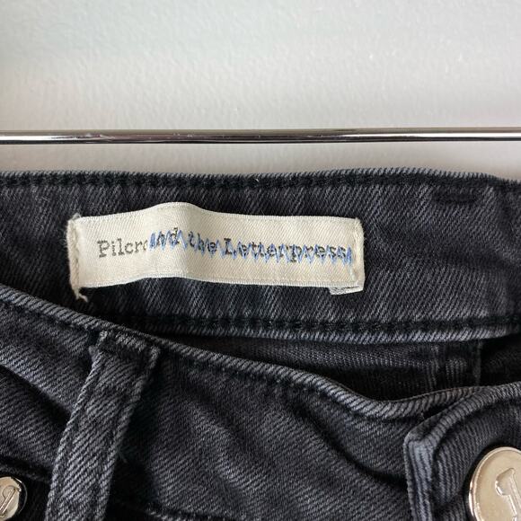 Anthropologie Pilcro Embellished Slim Flounced Flare Crop Jeans Washed Black - Picture 9 of 12